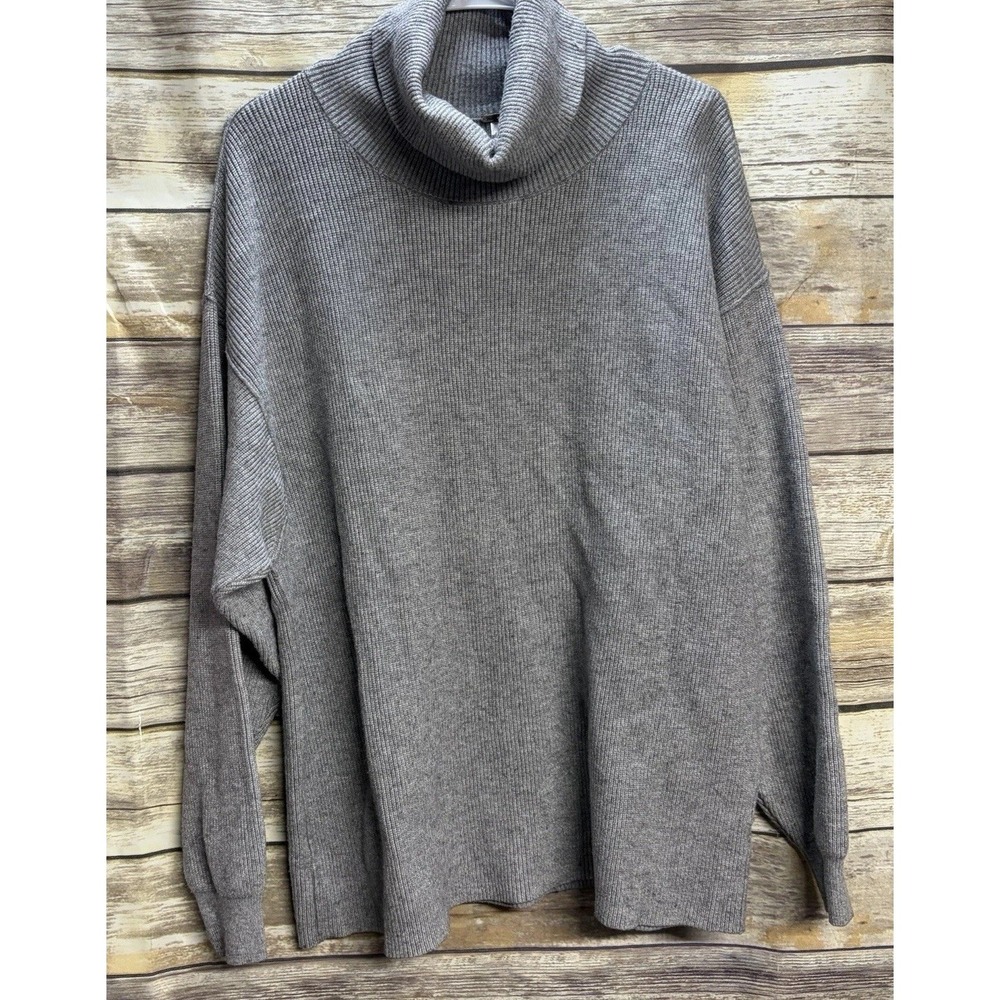 Free People Gray Turtleneck Sweater Women's Small Warm Oversized Boho
